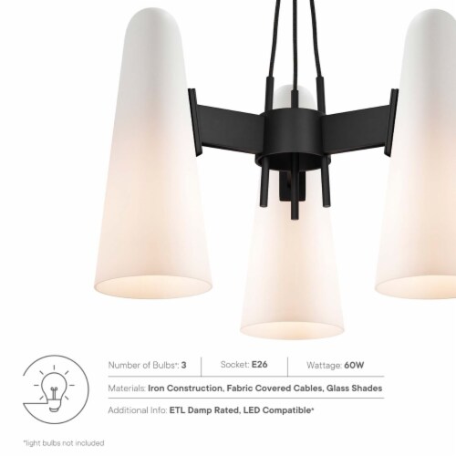Beacon 3-Light Pendant Light, Opal Black Perspective: right