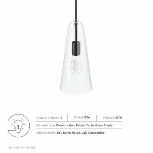 Beacon 1-Light Pendant Light, Clear Black Perspective: right