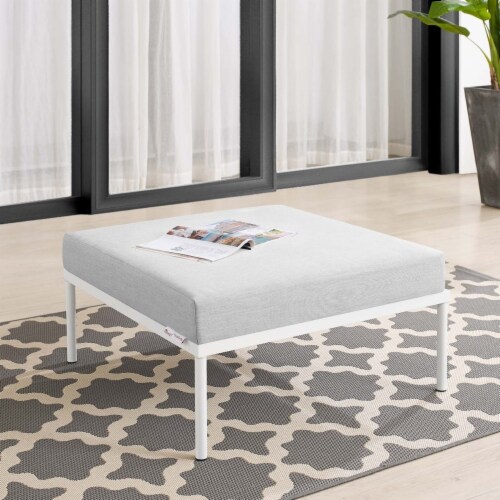 Harmony Sunbrella Outdoor Patio Aluminum Ottoman Gray Perspective: right