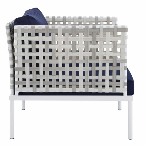 Harmony 8-Piece  Sunbrella® Basket Weave Outdoor Patio Aluminum Seating Set Perspective: right