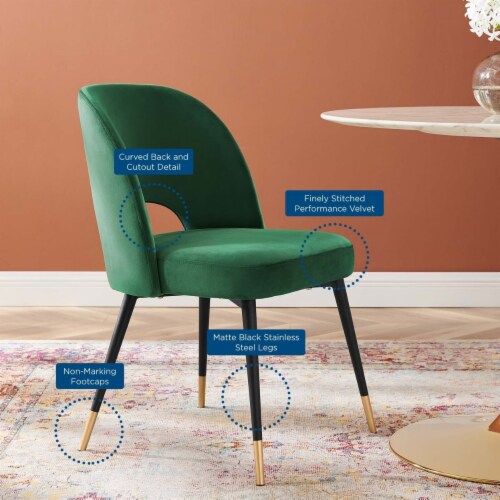 Rouse Performance Velvet Dining Side Chair Emerald Perspective: right
