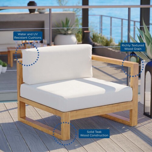 Upland Outdoor Patio Right-Arm Chair-EEI-4123-NAT-WHI Perspective: right