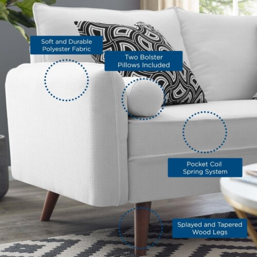 Revive Upholstered Fabric Sofa and Loveseat Set White Perspective: right