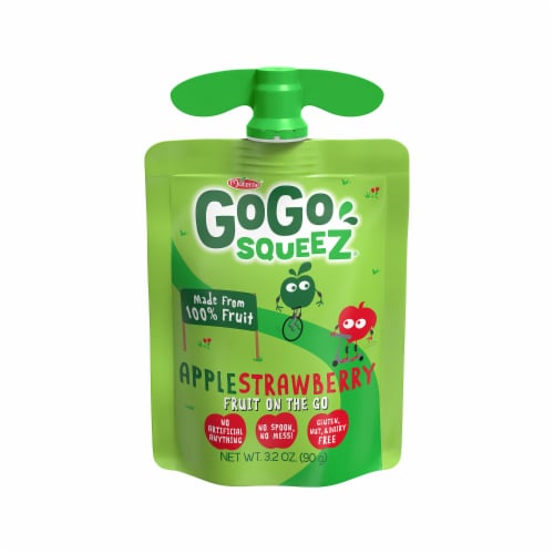 GoGo squeeZ Applesauce and Fruit Puree Apple Strawberry Snack Pouches Perspective: right