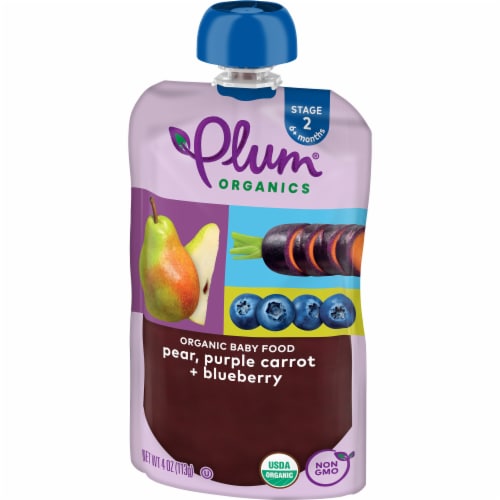 Plum Organics® Pear Purple Carrot & Blueberry Stage 2 Baby Food Pouch Perspective: right