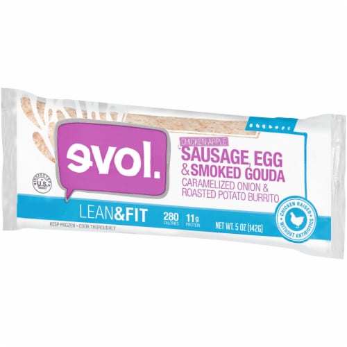 Evol Lean & Fit Chicken Apple Sausage Egg & Smoke Gouda Burrito Perspective: right