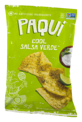 Paqui® Cool Salsa Verde Tortilla Chip Perspective: right