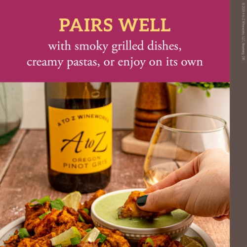 A to Z Wineworks Pinot Gris Oregon White Wine Perspective: right