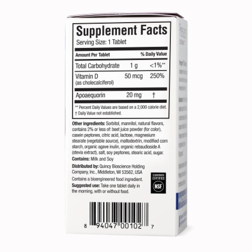 Prevagen® Extra Strength For Your Brain Mixed Berry Chewable Tablets 20mg Apoaequorin Vitamin D Perspective: right