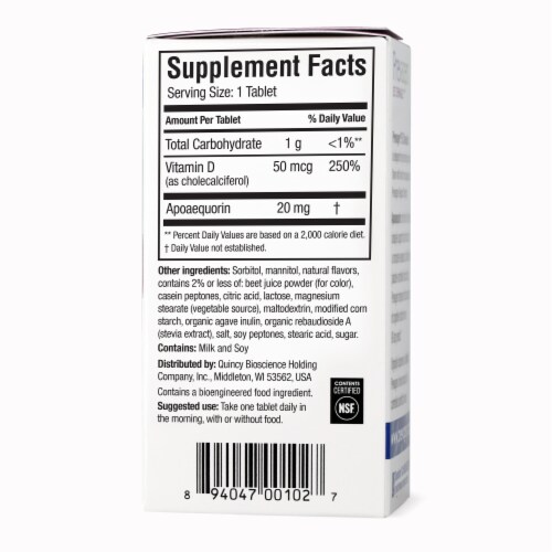 Prevagen® Extra Strength For Your Brain Mixed Berry Chewable Tablets 20mg Apoaequorin Vitamin D Perspective: right