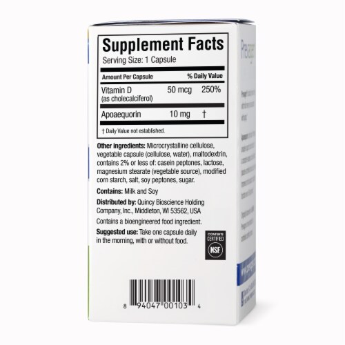 Prevagen® Regular Strength For Your Brain Dietary Supplement Capsules 10mg Apoaequorin Vitamin D Perspective: right