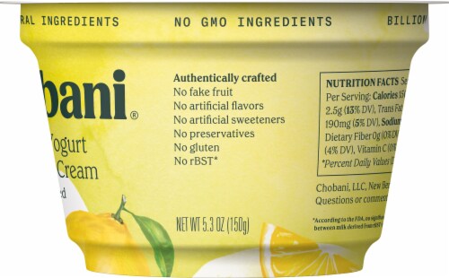 Chobani® Whole Milk Lemon & Cream Greek Yogurt Cup Perspective: right