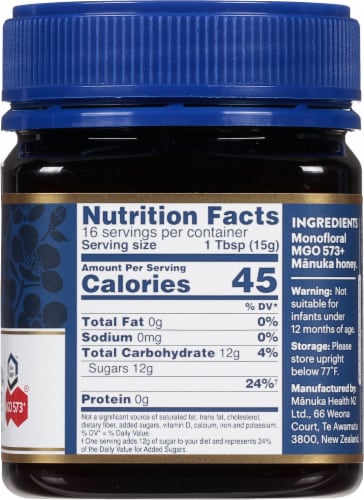 Manuka Health Certified Raw UMF 16+ MGO 573+ Manuka Honey Perspective: right