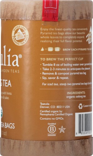 Teatulia® Organic Oolong Tea Pyramid Tea Bags Perspective: right