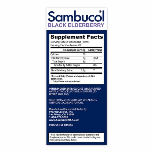 Sambucol® Syrup Black Elderberry Gluten Free Dietary Supplement Perspective: right