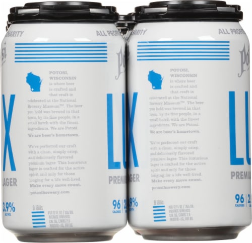 Potosi Brewing Company Lux Premium Lager Beer Perspective: right