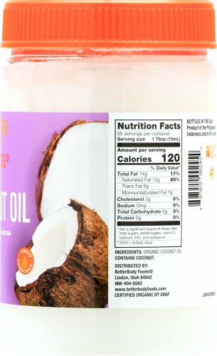 BetterBody Foods Organic Extra Virgin Coconut Oil Perspective: right
