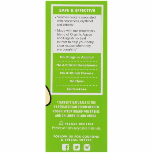 Zarbee's Naturals Baby Agave & Ivy Leaf Natural Cherry Flavor Cough