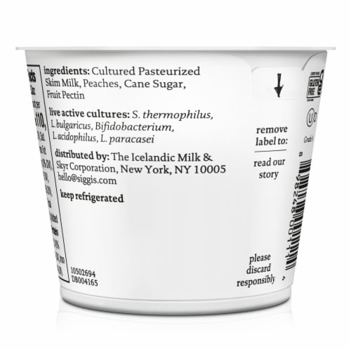 siggi’s Peach Icelandic-Style Nonfat Yogurt, 5.3 oz Perspective: right