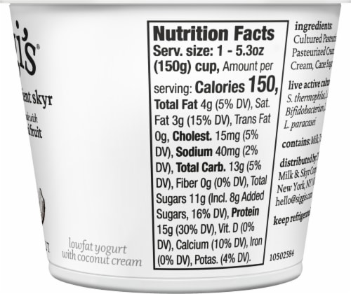 siggi’s Coconut Icelandic-Style Lowfat Yogurt, 5.3 oz Perspective: right