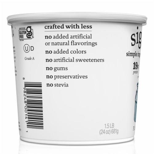 siggi’s Icelandic Skyr Nonfat Yogurt, Plain, 24 oz Perspective: right