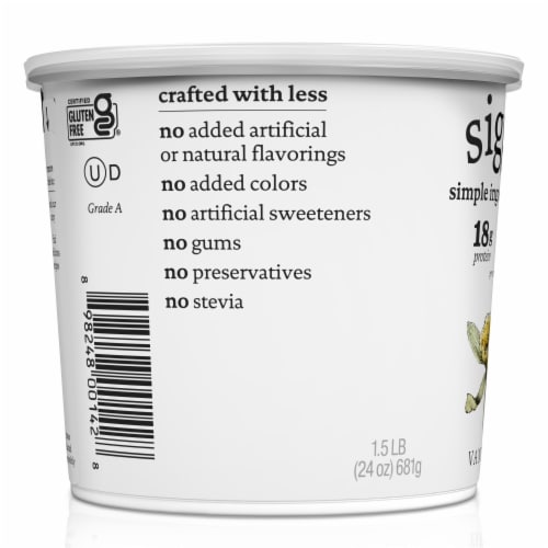 Siggi's Vanilla Nonfat Icelandic Style Skyr Yogurt Tub Perspective: right