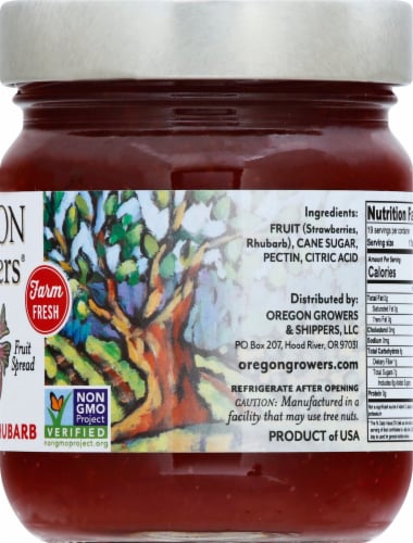 Oregon Growers Strawberry Rhubarb Fruit Spread Perspective: right