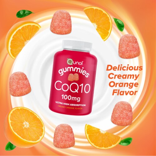 Qunol® CoQ10 Creamy Orange Flavored Gummies 100mg Perspective: right