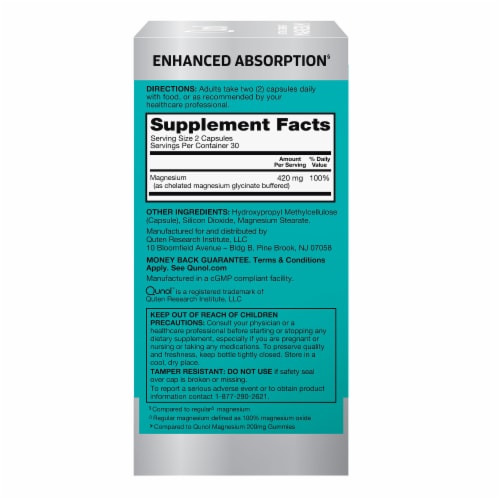 Qunol® Minerals Extra Strength Magnesium 420 mg Perspective: right