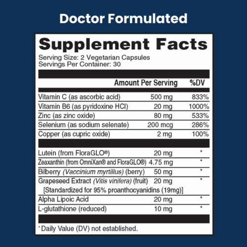 VisiVite, AREDS 2 E-Free Blue Eye Vitamin Formula Perspective: right