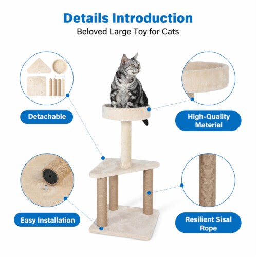 Simplie Fun Deluxe Cat Condo Double Enclosed Beds Scratching Post and Entertaining Platform 1 count Gerbes Super Markets