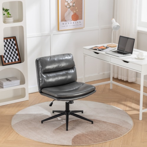 Simplie Fun Adjustable Swivel Criss Cross Chair Wide Seat Office Chair Vanity Chair Gray 1 count Fry s Food Stores