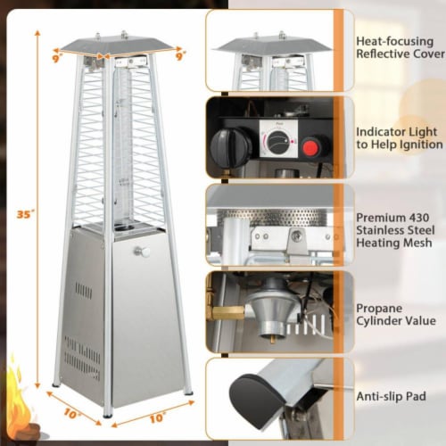 Hivvago 9500 BTU Portable Stainless Steel Tabletop Patio Heater with Glass Tube Perspective: right