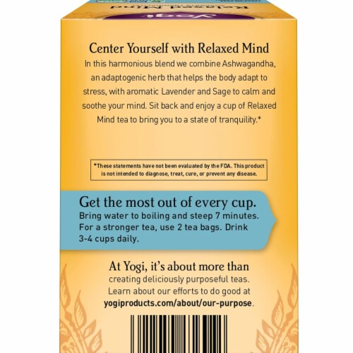 Yogi Relaxed Mind Tea - 16 Bags - Calming Organic Herbal Blend with Ashwagandha & Lavender Perspective: right