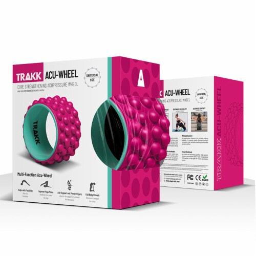 TRAKK ACCU-WHEEL Foam Roller Recovery Wheel for Full Body Pain Relief, Pink Perspective: right