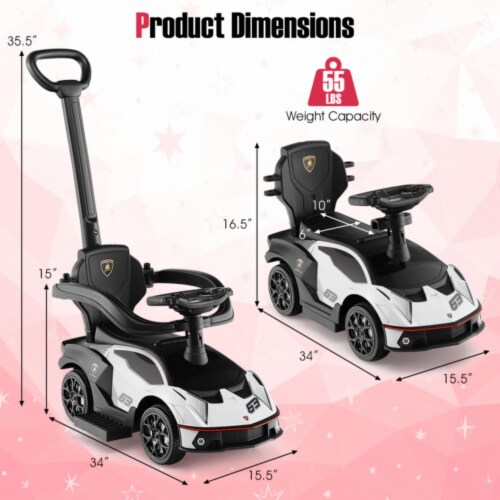 3-in-1 Licensed Lamborghini Ride On Push Car With Handle