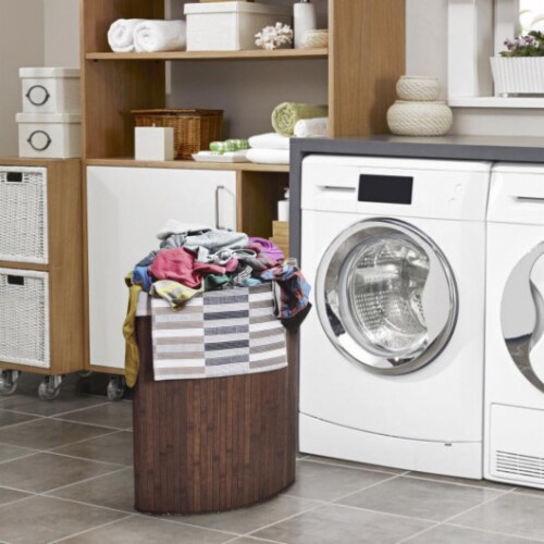 Hivvago Corner Bamboo Hamper Laundry Basket-Brown Perspective: right