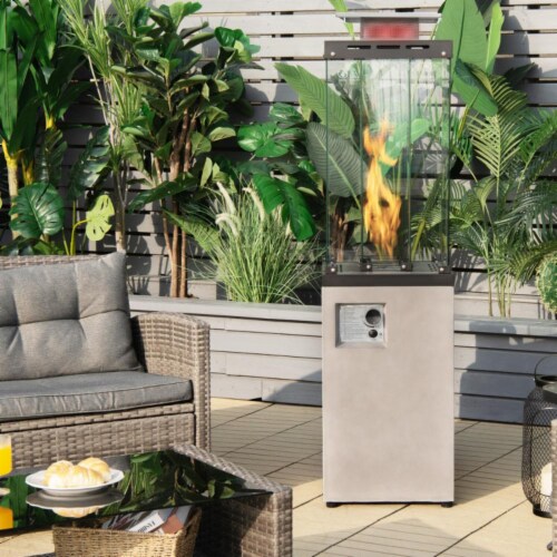 Hivvago 41 000 BTU Propane Patio Heater with Metal Hood-Gray Perspective: right