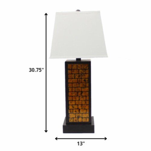 13 X 15 X 30.75 Black Metal With Teal Brick Pattern - Table Lamp 13 X 15 X 30.75 Black Metal With Teal Brick Pattern - Table Lamp
