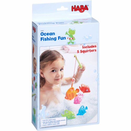 HABA Water Friends Ocean Fishing Fun Bath Toy with 5 Squirting