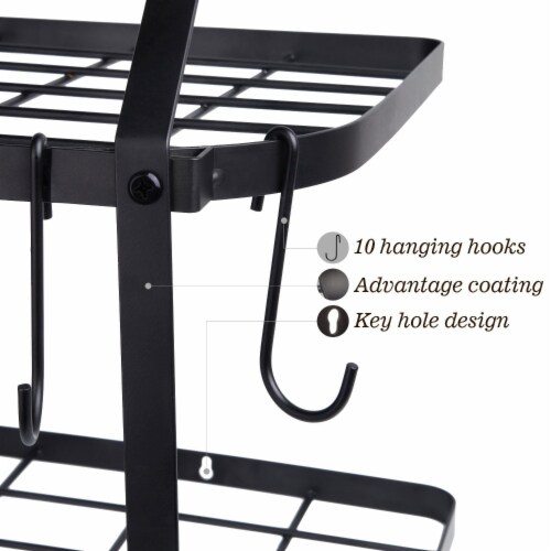 Vdomus Silver 2-Tier Wall Shelf for Pots and Pans Storage Perspective: right