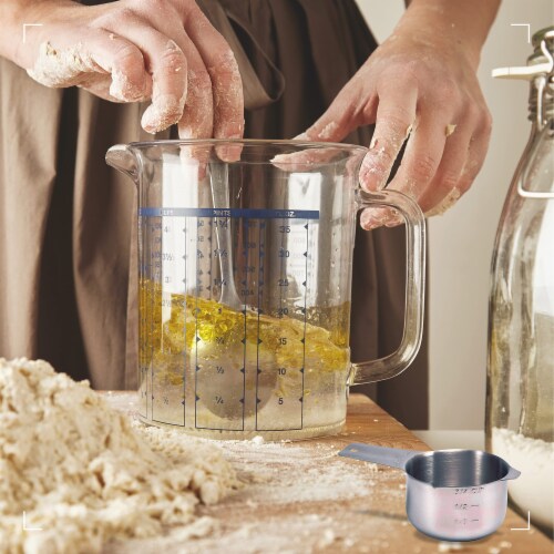 2 Lb Depot 2/3 Cup Measuring Cup, Stainless Steel, Accurate Markings, US & Metric (160 ml) Perspective: right