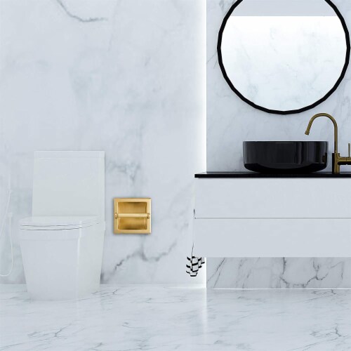 ATAYAL Recessed Toilet Paper Holder, Metal, Easy Installation, Satin Brass Perspective: right