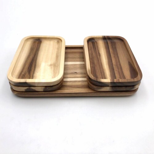 [ Set Of  3] Acacia Serving rectangle tray / dish 12  X 8 Perspective: right