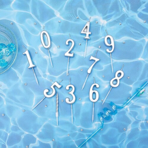 Silver 3 Number Candle Birthday Anniversary Party Cake Decorations Topper Perspective: right