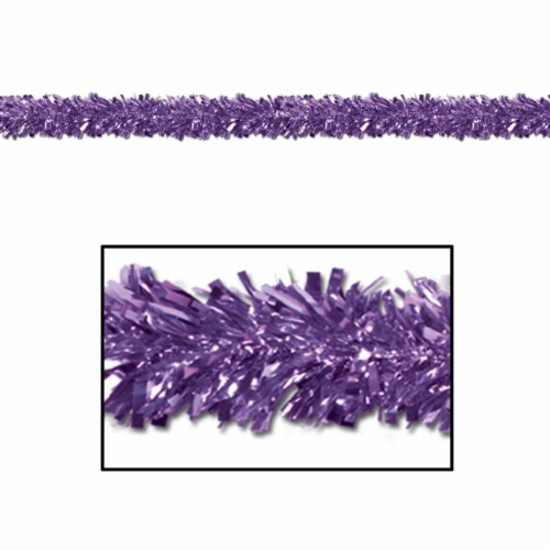 2pcs Purple Luxury Deluxe Chunky Christmas Tinsel Garland Tree Decoration 2m Perspective: right