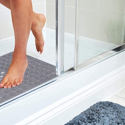 Tranquil Beauty 21 x 21 Clear Square Non-Slip Shower and Bath Mats with  Suction Cups Ideal for Kids & Elderly