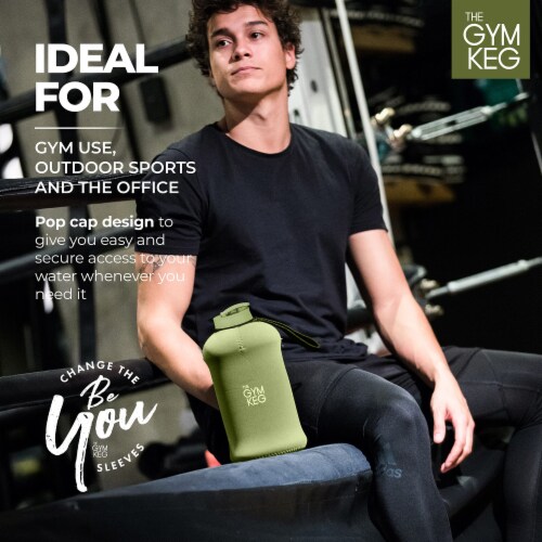THE GYM KEG Cargo Green Sports Water Bottle | 64oz | Insulated, Ecofriendly & BPA Free Perspective: right