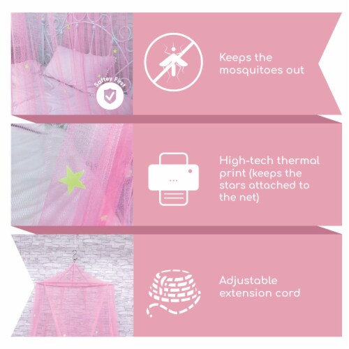 Bed Canopy with Glow in The Dark Stars for Girls, Kids and Babies, Anti Mosquito Net Cover Perspective: right