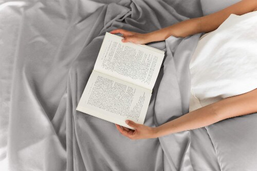 CGK Unlimited 4 Piece 100% Cotton 400 Thread Count Sheet Set - Full - Light Grey Perspective: right